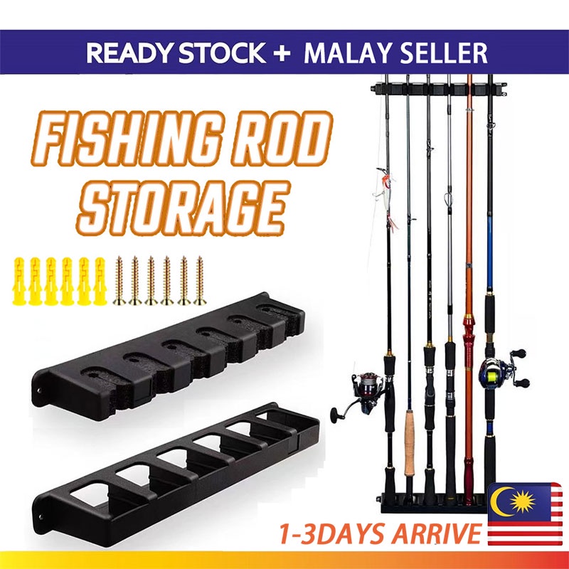 6 Holes Fishing Rod Rack Fishing Rod Stand Holder Rak Joran Pancing Murah  Fishing Rod Wall Mount Modular Rod Hanger 鱼竿架