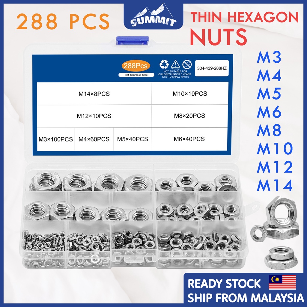DIN934 A2 Stainless Steel Hex Fine Thread Nuts – M6 M8 M10 M12 To M24, Metric