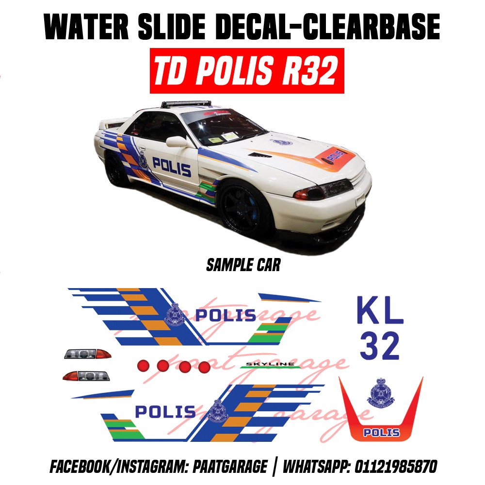 Hot wheels decal clear base TD P0lis viral GTR R32 | Shopee Malaysia