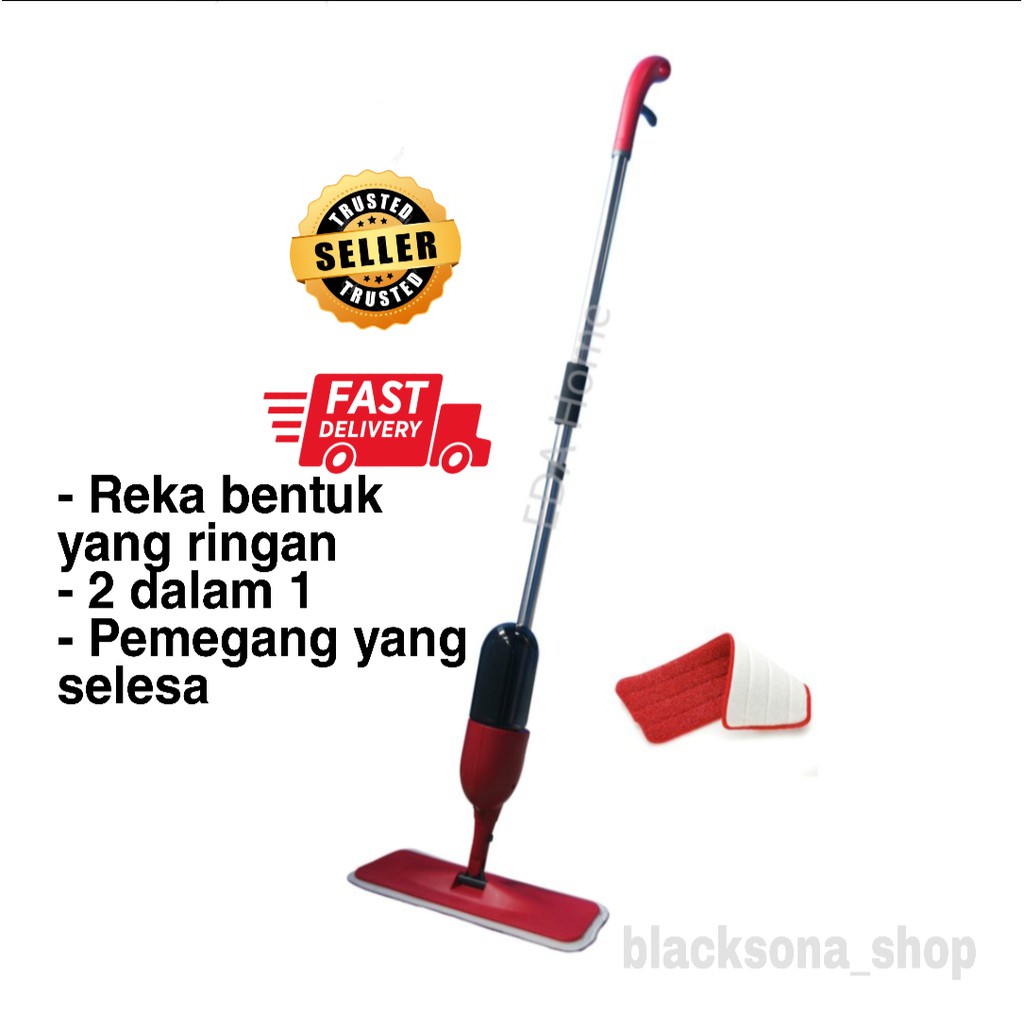 [MERDEKA SALE] Easy Spray Mop with Microfiber Pad Mop Mop Lantai
