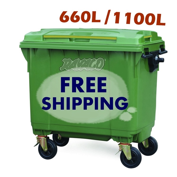 Large Garbage Bin with Wheels/ Green Garbage Bin outdoor/ Dustbin
