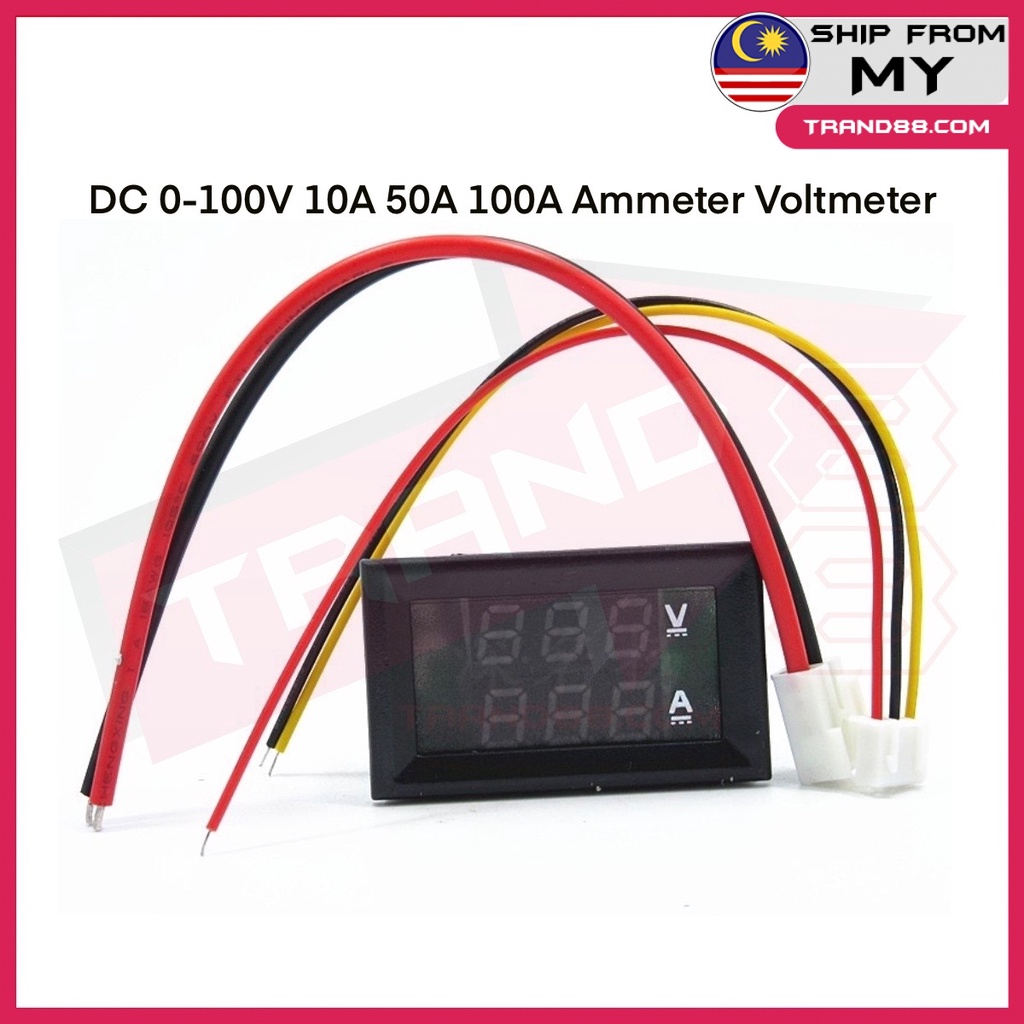 DC 0-100V 10A 50A 100A LED DC Dual Display Digital Current and Voltage ...