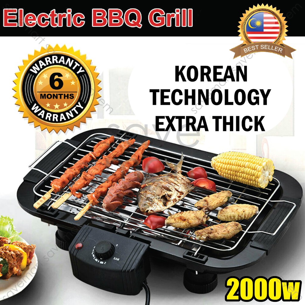 6 MONTH WARRANTY Electric Grill BBQ Teppanyaki Griddle Smokeless 2000W