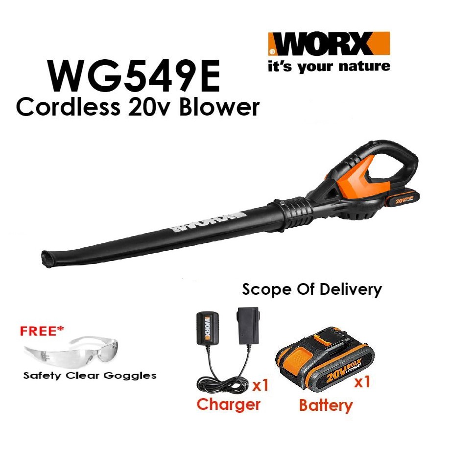 WORX WG549E 20V Max Li Ion Blower 200km h Air Speed Cordless