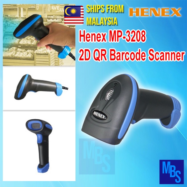 Henex MP3208 2D QR Barcode Scanner (USB) with Barcode Stand Shopee