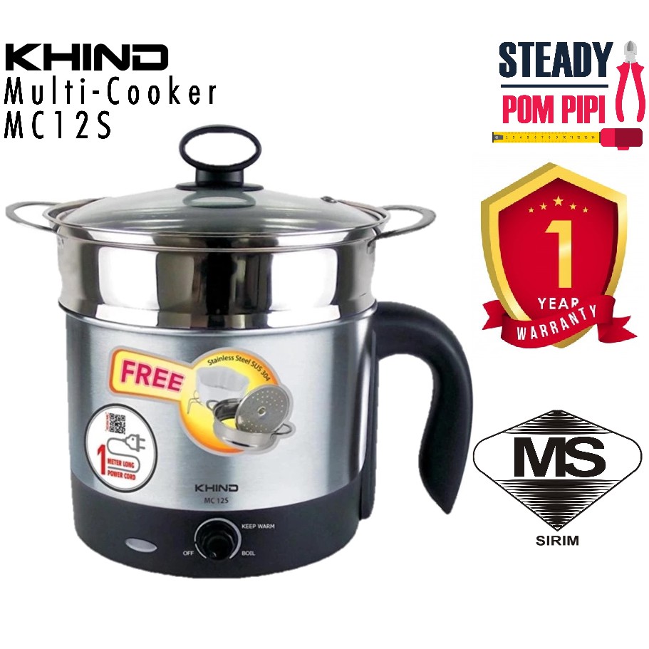 KHIND MC12S STAINLESS STEEL MINI MULTI COOKER 1.2L Shopee Malaysia