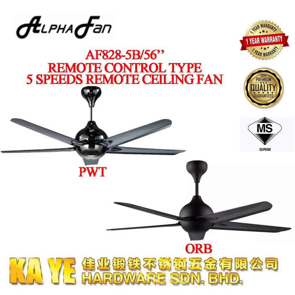 ALPHA 56'' 5 BLADES AC MOTOR CEILING FAN WITH REMOTE CONTROL AF828/5B