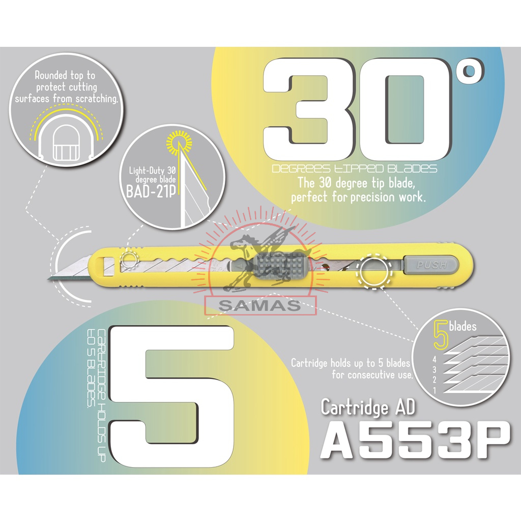 NT Cutter A 553 P, Boîtier En Plastique, Jaune – Fournitures