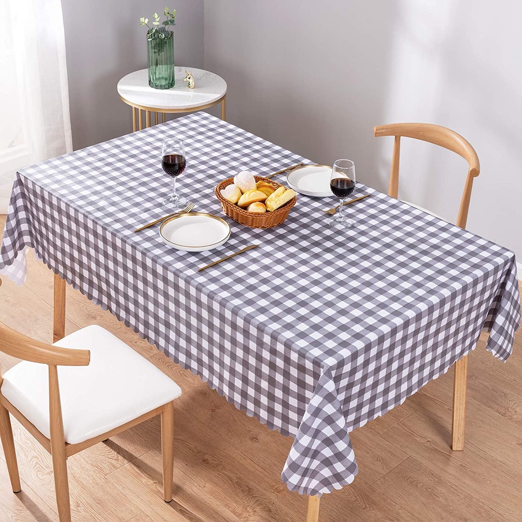 Grey plaid clearance tablecloth