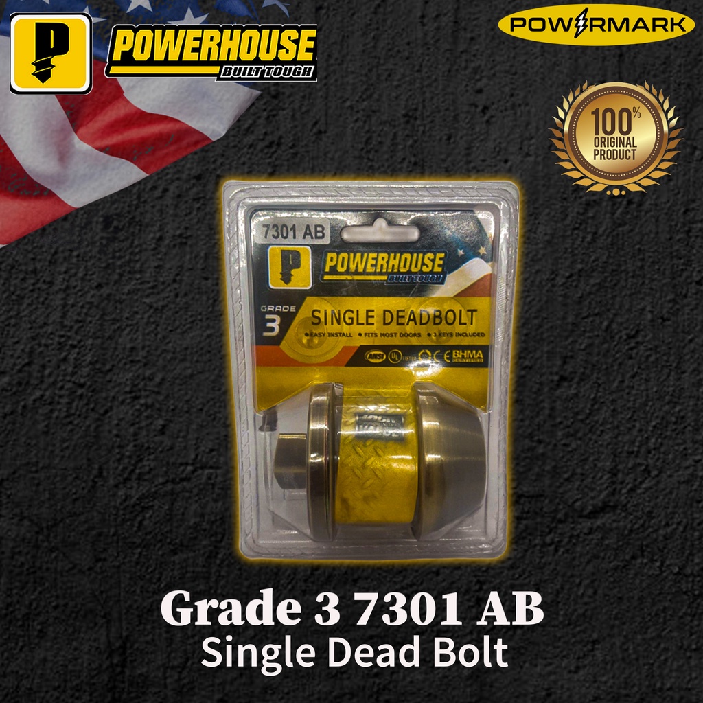 POWERHOUSE Grade 3 7301 AB Single Dead Bolt [POWERMARK | PAC] | Shopee ...