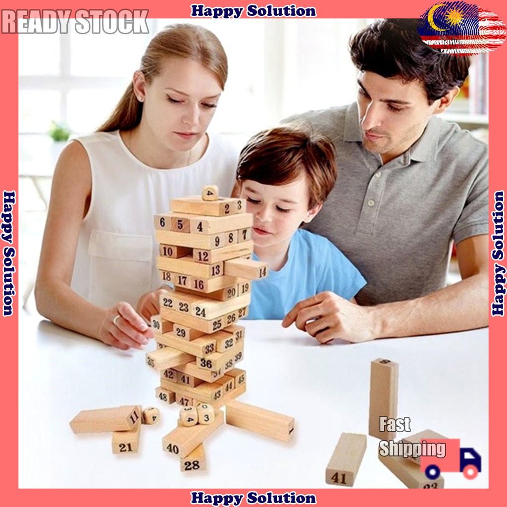 Wiss Toy 54 Pieces Number Wooden Tower Stacking Game | Jenga | UNO Stacko  Similar | Shopee Malaysia