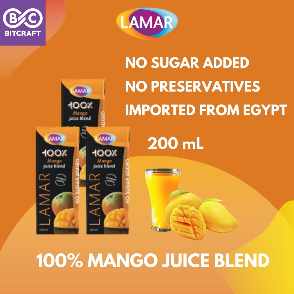 LAMAR 100 Egyptian Mango Juice Blend No Sugar No Preservative Jus