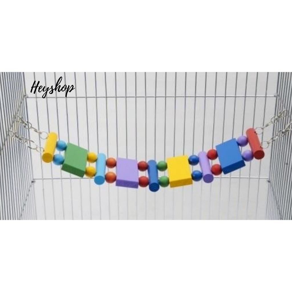 Small Animal Rainbow Bridge Carno Colourful Wooden Hanging Swing Rope ...