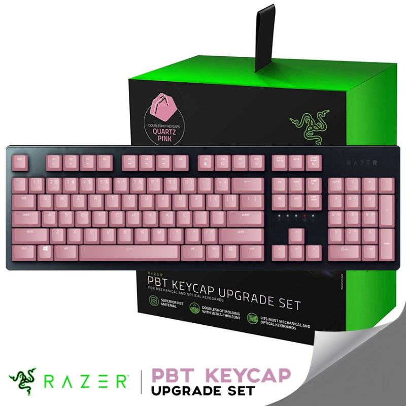 SALES! LIMITED! Razer PBT Doubleshot Keycap Upgrade Set Quartz Pink for ...