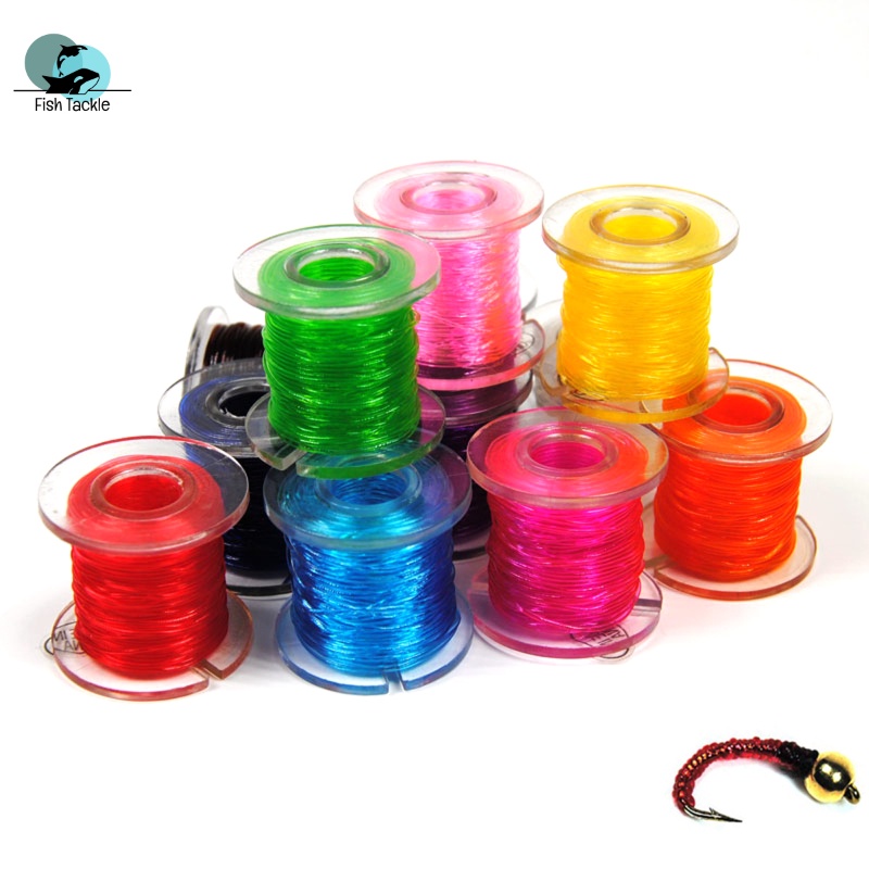 8M/Reel Clear Stretch Rib Round Larvae Lace Nymph Ribbing Material Body ...