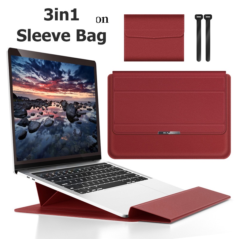 Luxury Leather Laptop Notebook Stand Sleeves Bag Pouch Soft 11 13 14 15 ...