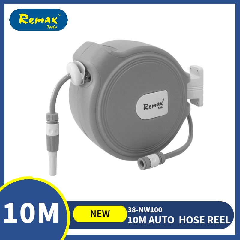 REMAX PORTABLE PVC HOSE REEL (AUTO RETRACTABLE) 10 METER GARDEN HOSE ...