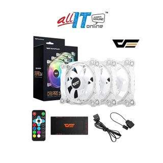 Aigo Dark Flash Double Ring RGB CF8 PRO Transparent Gaming Cooler Fan 3 in 1 with Controller Desktop Cooling Fan