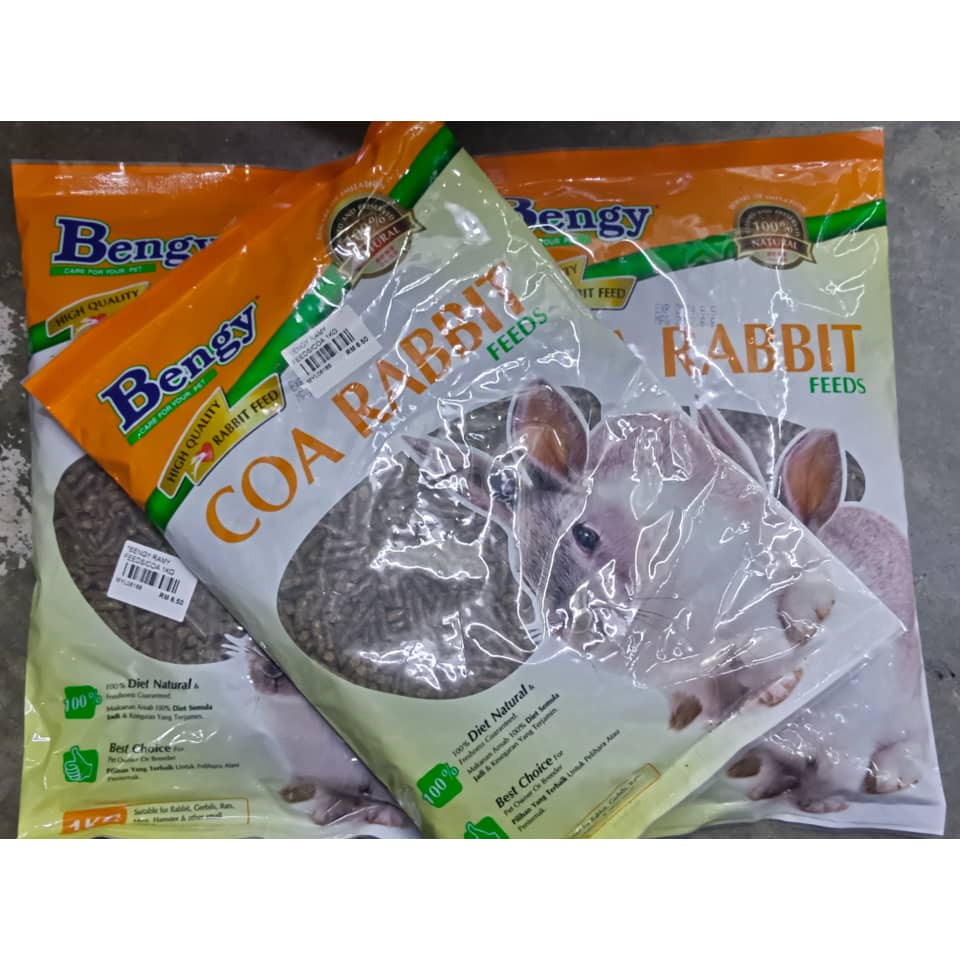 Bengy COA High Quality Rabbit Feed Food Makanan Arnab Pellet 1kg ...