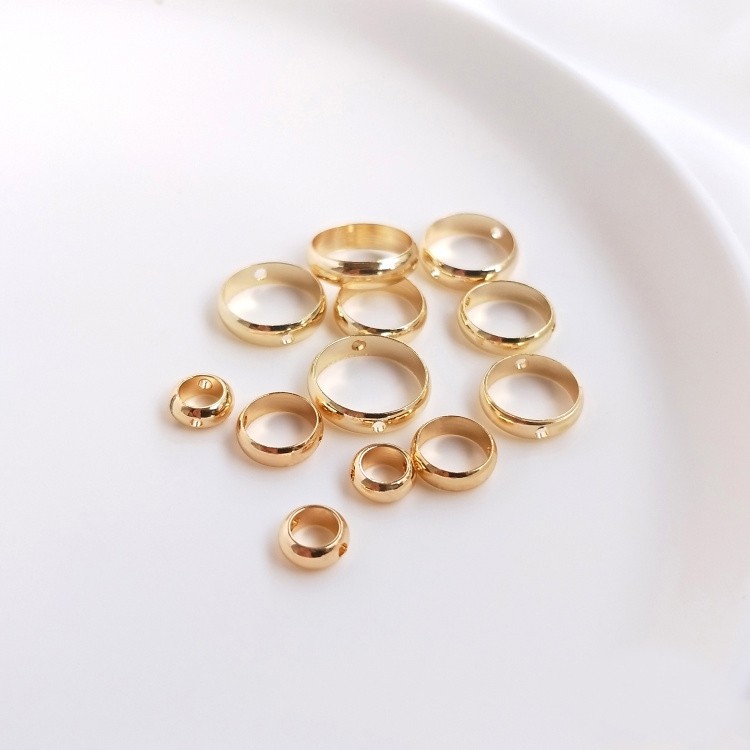 18K Gold Cover Bead Rings Round Bead Rings Handmade DIY String Jewelry ...