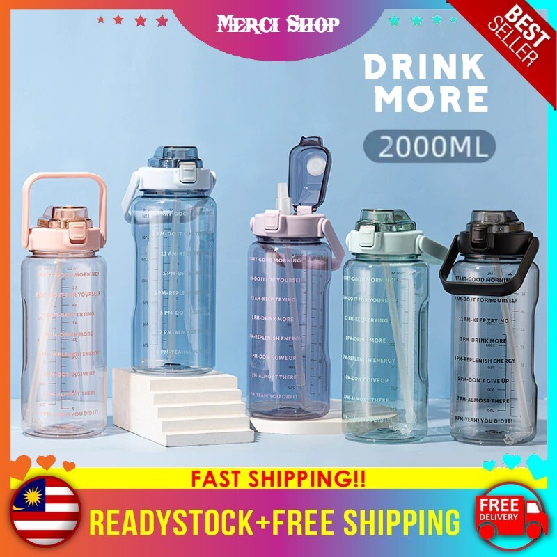 2L Outdoor Water Bottle Large Capacity Portable Transparent Water