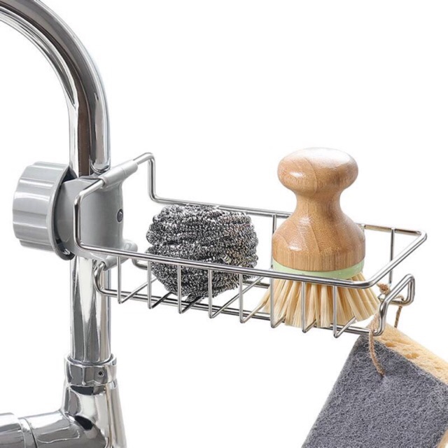 Kitchen Faucet Sponge Holder, Sink Organizer Drainer Caddy for