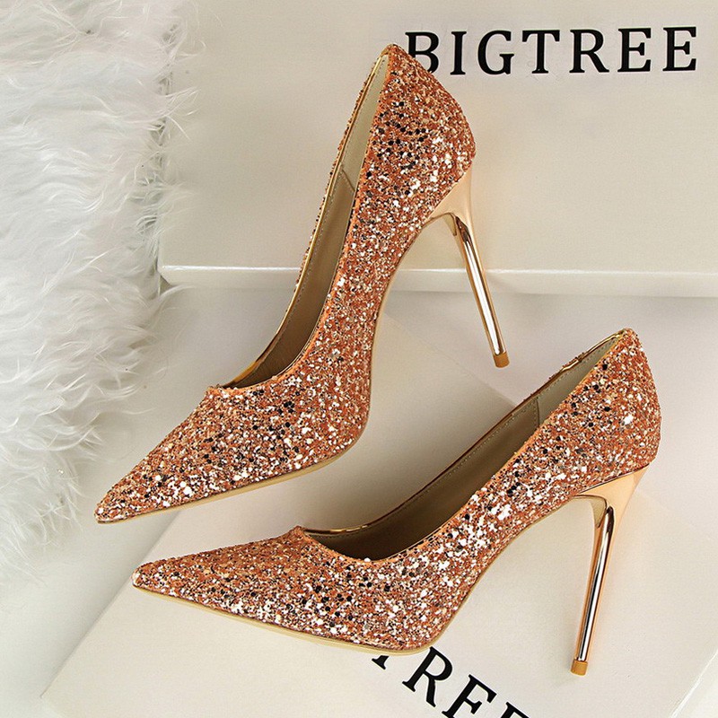Bigtree Shoes Bridal Wedding Shoes Rhinestone Pumps Women Bling High Heels Plus Size Shopee Malaysia