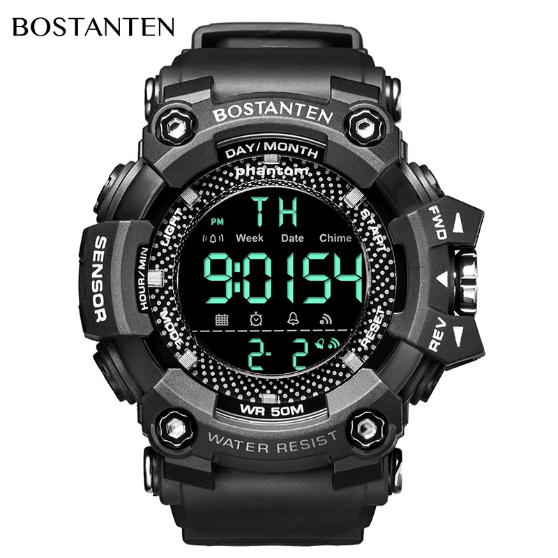 Bostanten Men Digital Watch led Light Digital Alarm Clock