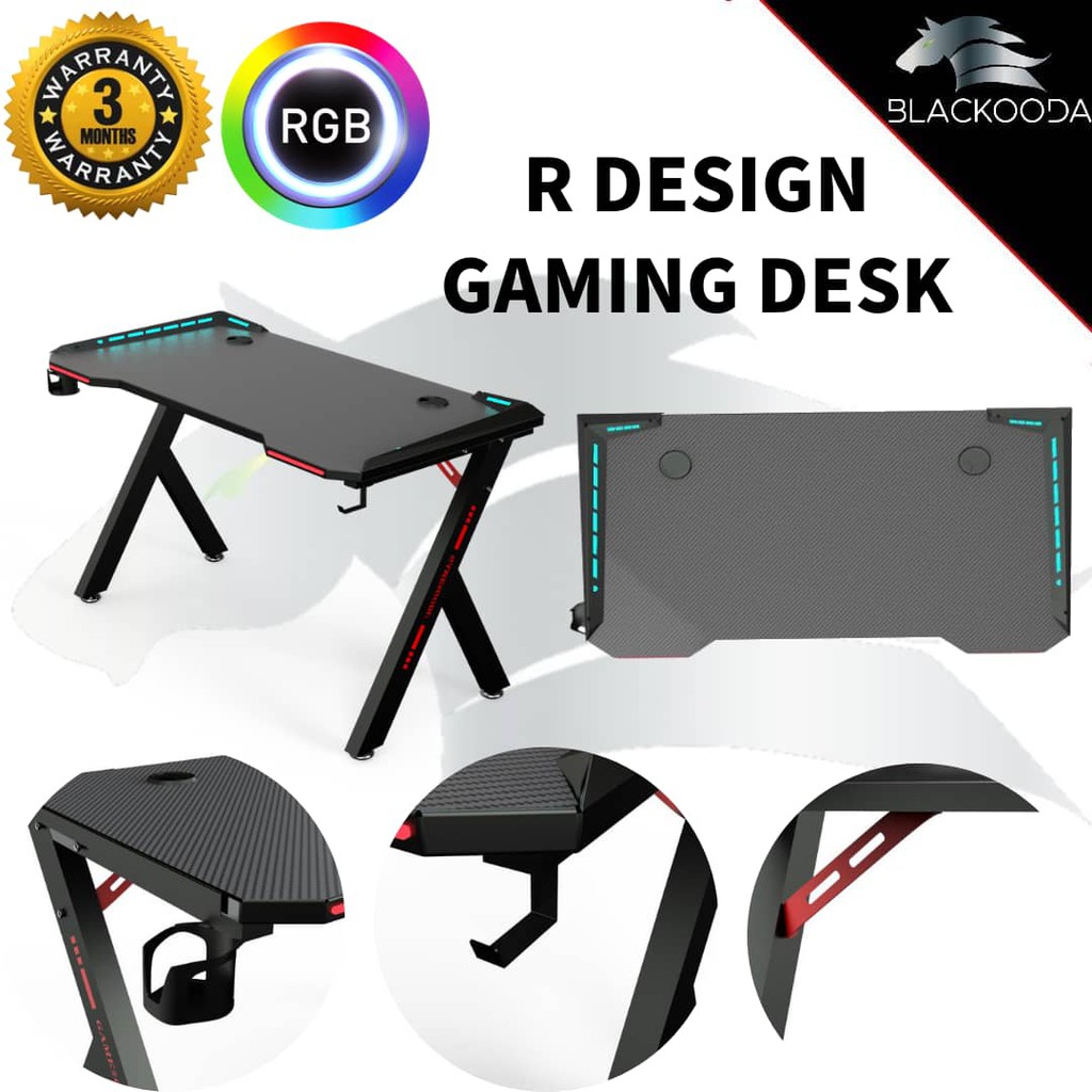 GAMING DESK / COMPUTER TABLE WITH CUP HOLDER AND HEADSET STAND HOLDER ...