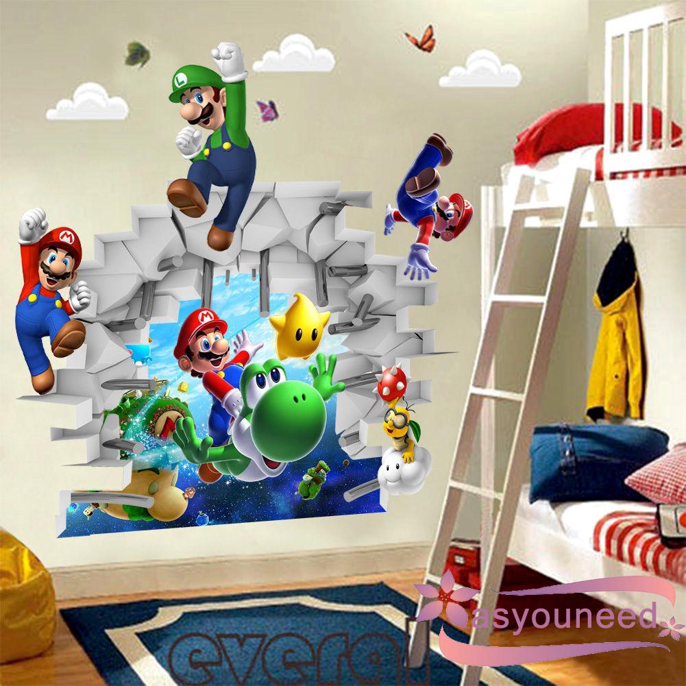 Aydღ-New 3D COOL Super Mario Bros Removable HUGE Wall Stickers Decal ...