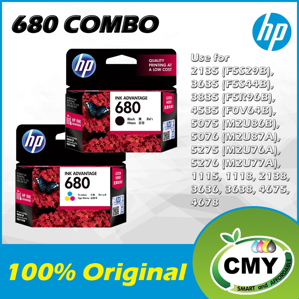 HP 680 Combo Pack HP 680 Black HP 680 Tri-Color Original Ink Advantage Cartridges for 1115 2135 2136 2138 2675 3630 3635