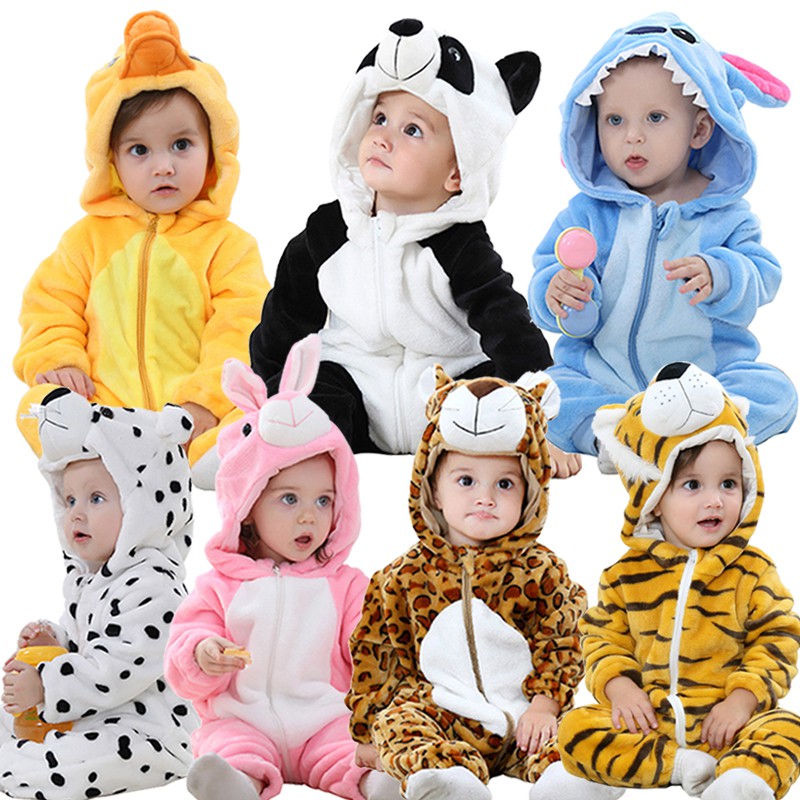Newborn Baby Clothes Baju Boys Girls Hooded Jumpsuit Cartoon Animal Cow ...
