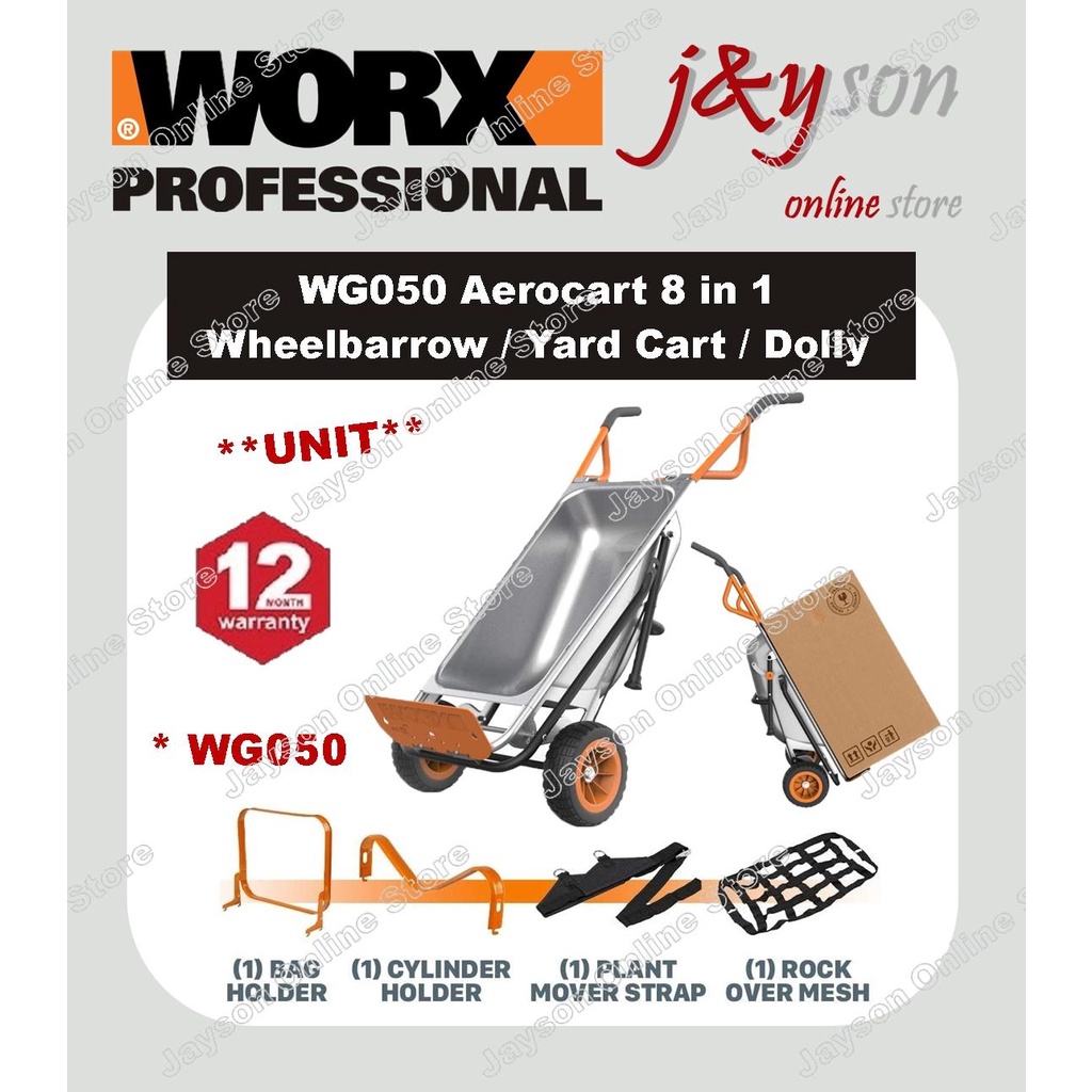 WORX Original WG050 Aerocart 8in1 Wheelbarrow / Yard Cart / Dolly