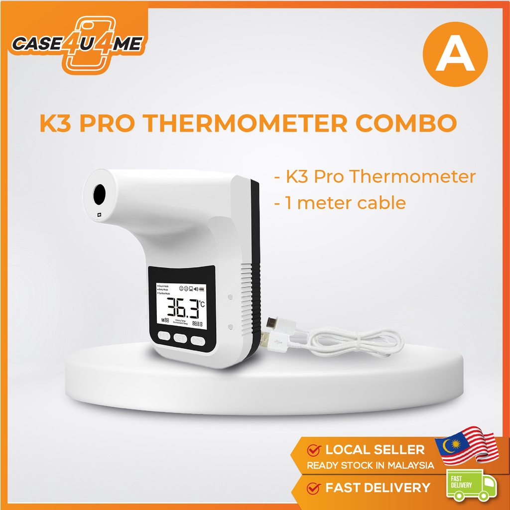 Rdy Stock K3 THERMOMETER FULL COMBO SET MY SHIP WITHIN 24H Non Contact  Digital Termometer Infrared scanner temperature Tray
