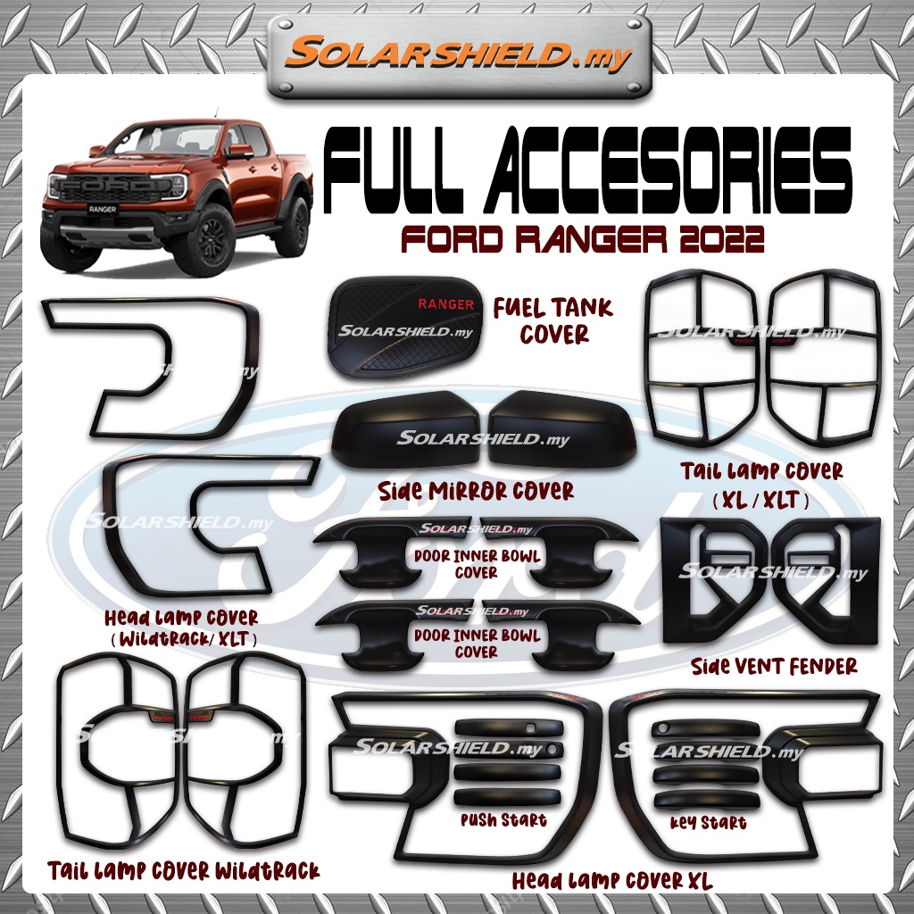 Ford Ranger 2022 Car Accessories Cover ABS Matte Black Design