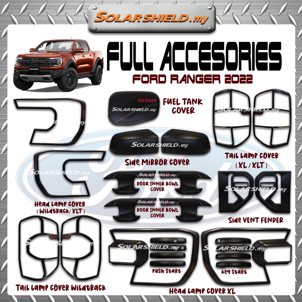 Ford Ranger 2022 Car Accessories Cover ABS Matte Black Design | Shopee ...