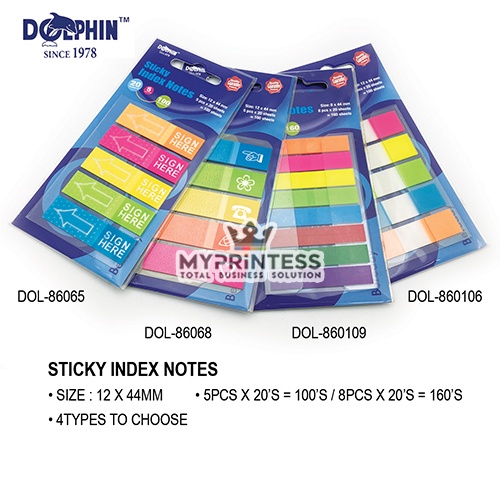 MYPRINTESS DOLPHIN STICKY INDEX NOTES - ( 8 X 44MM / 12 X 44MM) 100'S ...
