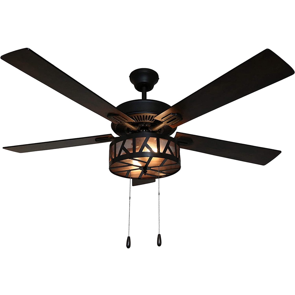 River of Goods Modern Ceiling Fan, Industrial Style 52 Inch Width Caged