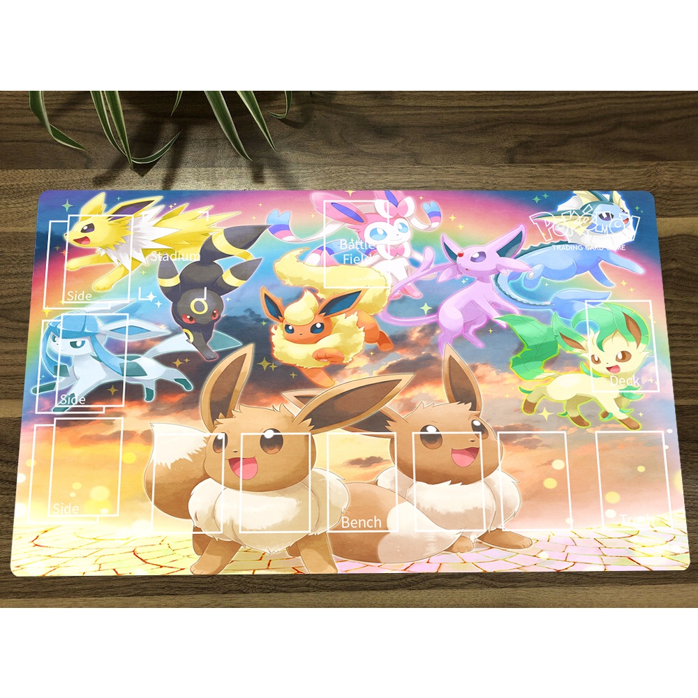 PM PTCG Mat Eevee Trading Card Game Mat CCG Playmat Rubber Mouse Pad ...