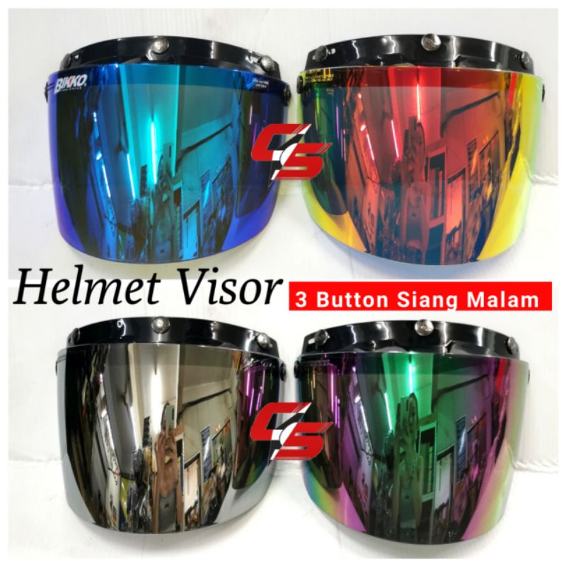 Helmet Visor 3 Button Siang Malam ( CS2/BOGO/BIKKO/BOB HEATH/RAY.BEN