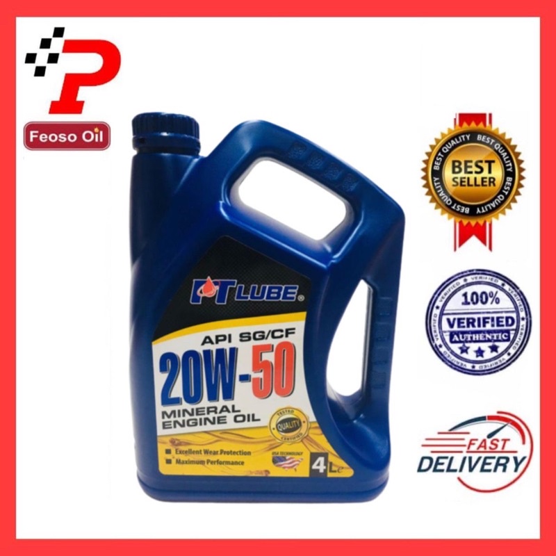 PT LUBE - 1X4L PETROL ENGINE OIL SAE 20W-50 API SG/CF (MINERAL ...