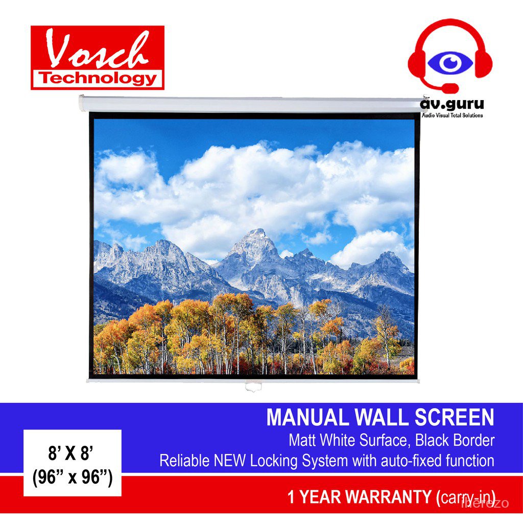 7flp Vosch Series 2 Manual Wall Projector Screen 8ft X 8ft 96 Inch X 96 Inch Shopee Malaysia 7039