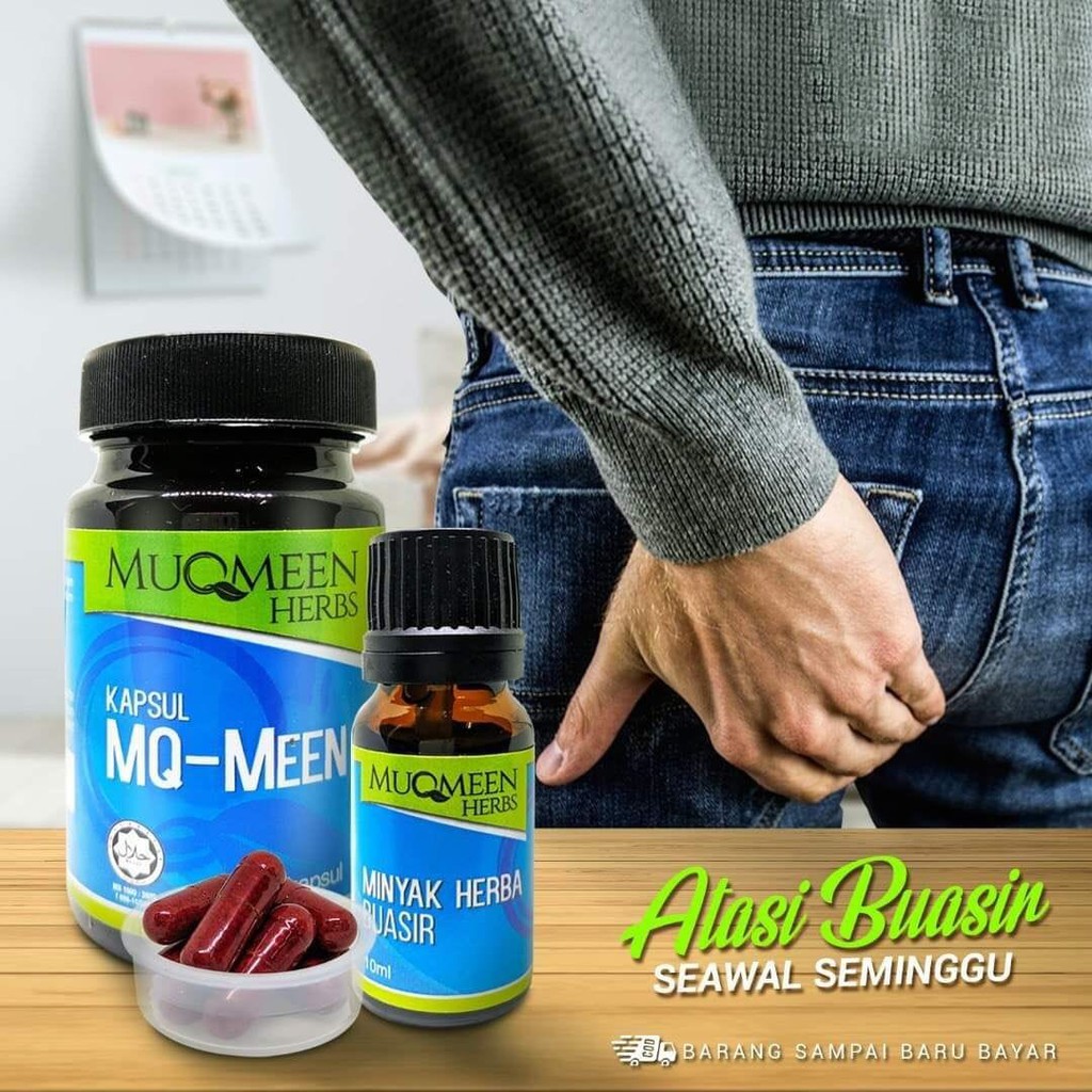SET RAWAT DAN UBAT BUASIR MUQMEEN HERBS CAPSULE + MINYAK SAPU ...