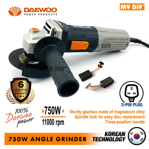 MYDIYHOMEDEPOT DAEWOO 4inch ANGLE GRINDER 750W 11000RPM DAAG10875