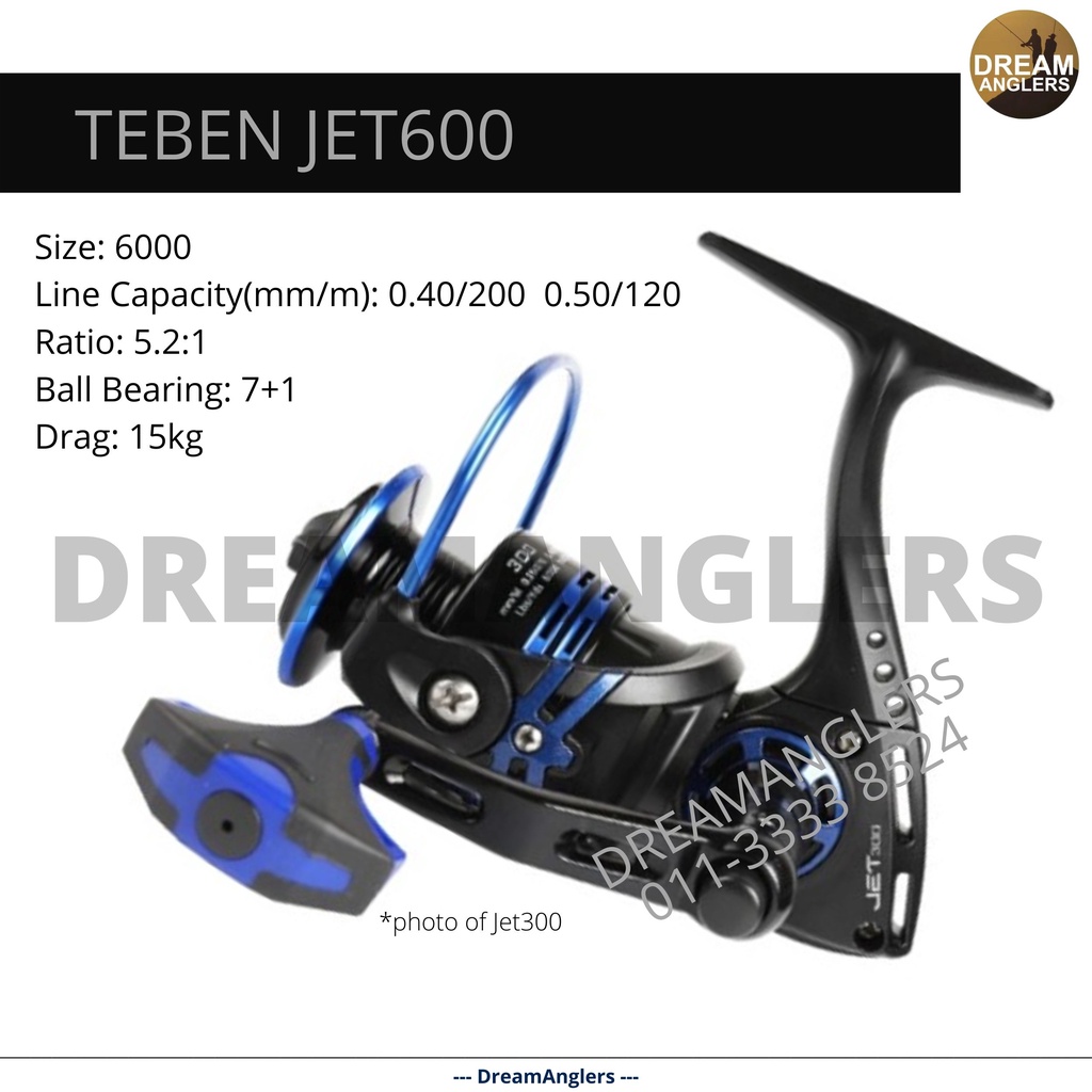 TEBEN JET600 Mesin 6000 Spinning Fishing Reel Ready Stok DreamAnglers