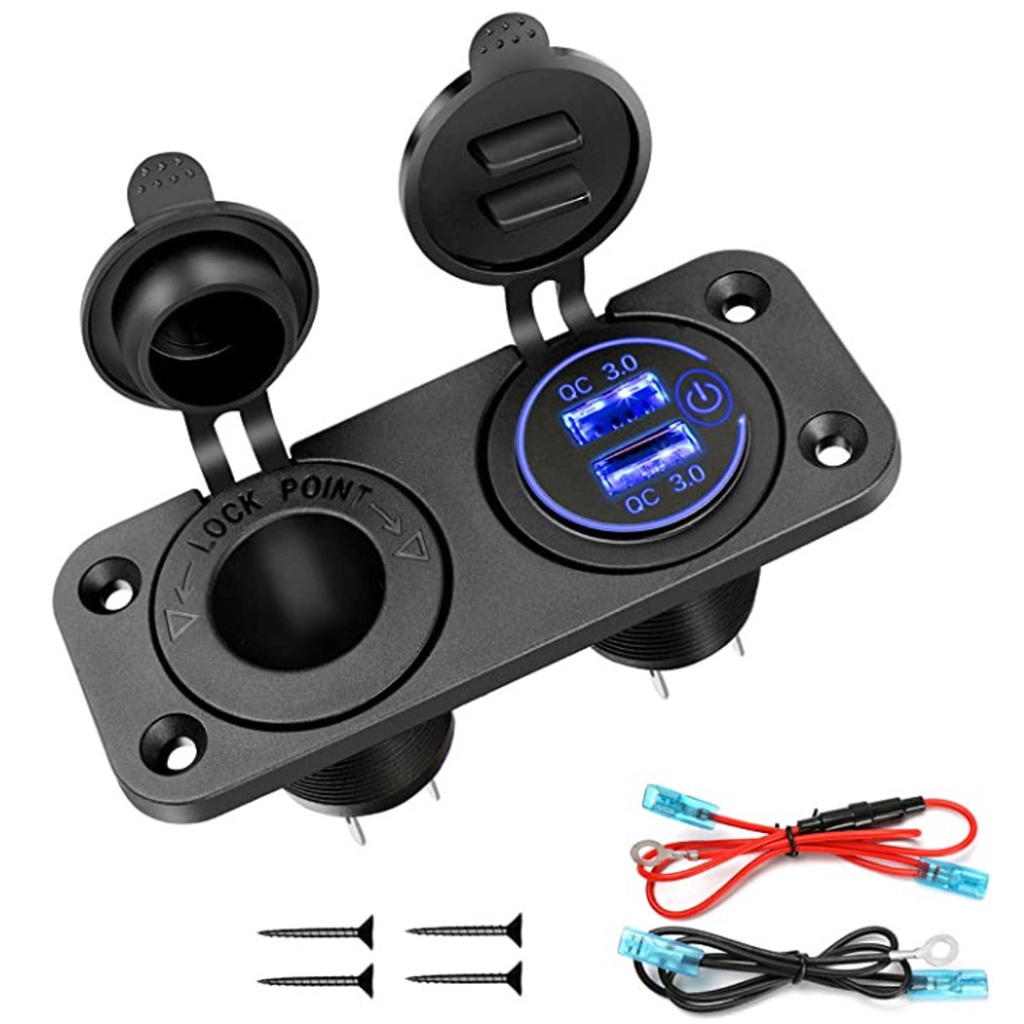 QC 3.0 Dual USB Car Charger Socket Adapter With Touch Switch LED Light ...