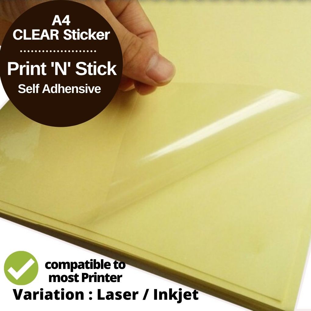 SUMMERSTAR Clear Sticker Paper Glossy Waterproof - Printable Transparent  Film A4 Full Sheet 10 Pack PVC Label Self Adhesive for Laser Printer Double