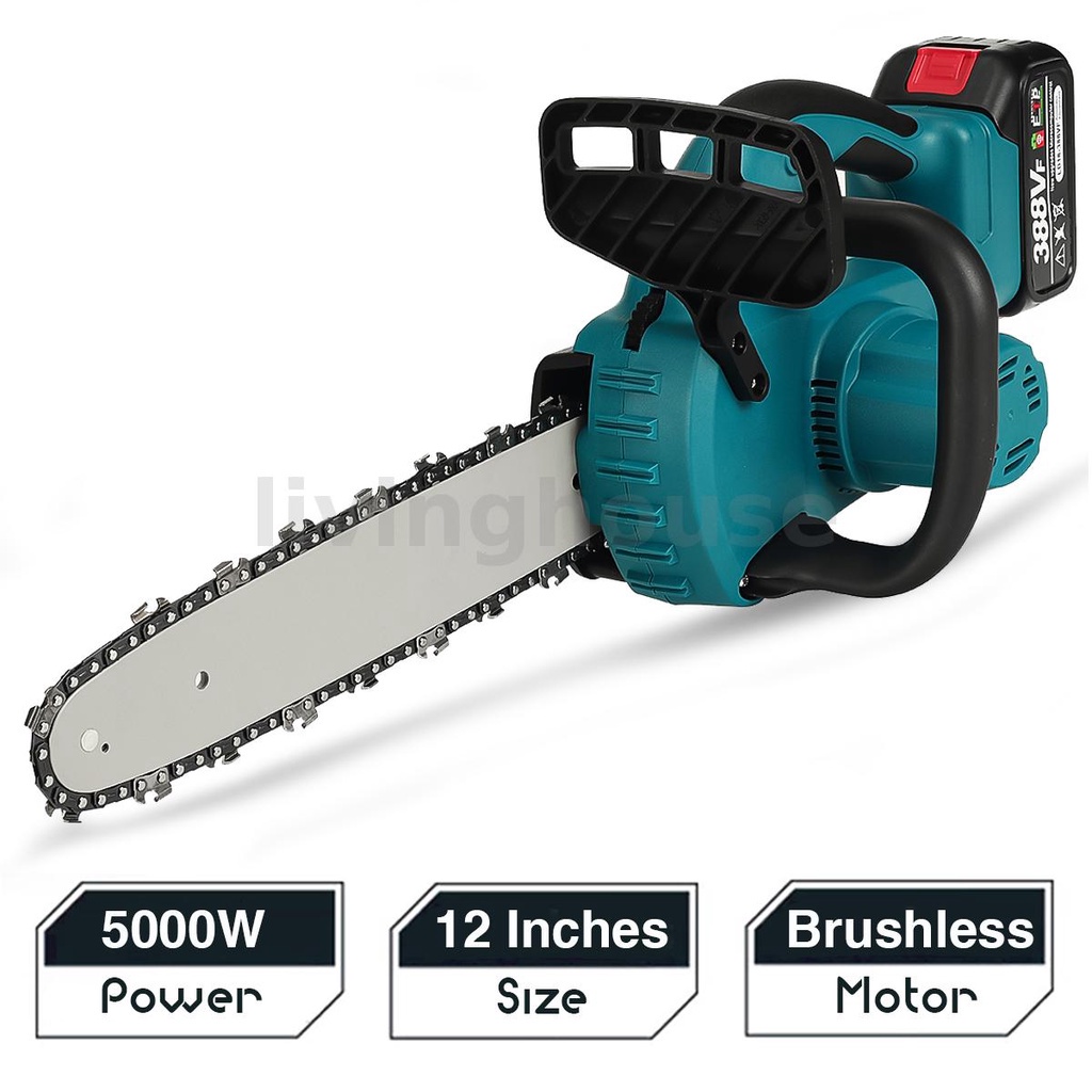 12 Inch 5000W Cordless Electric Chain saw Garden Woodworking Power