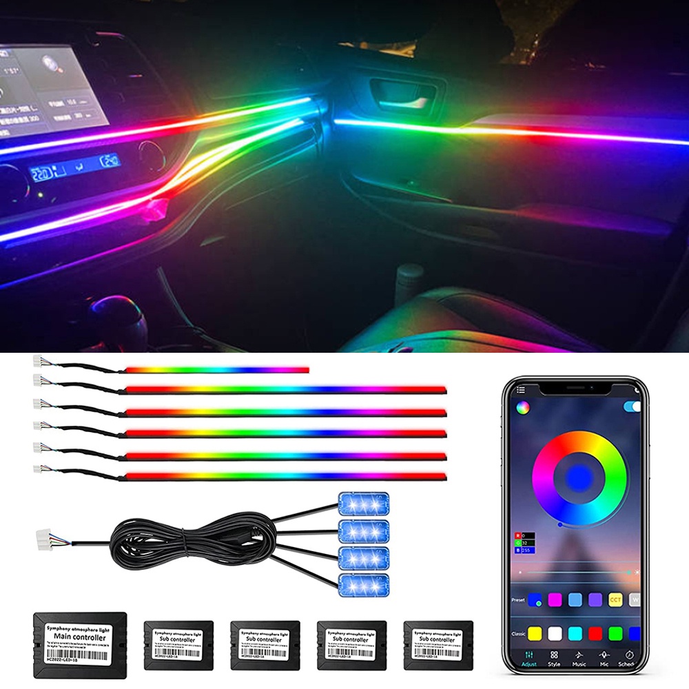 General 18-In-1 LED Car Atmosphere Light RGB Interior Bar Acrylic ...