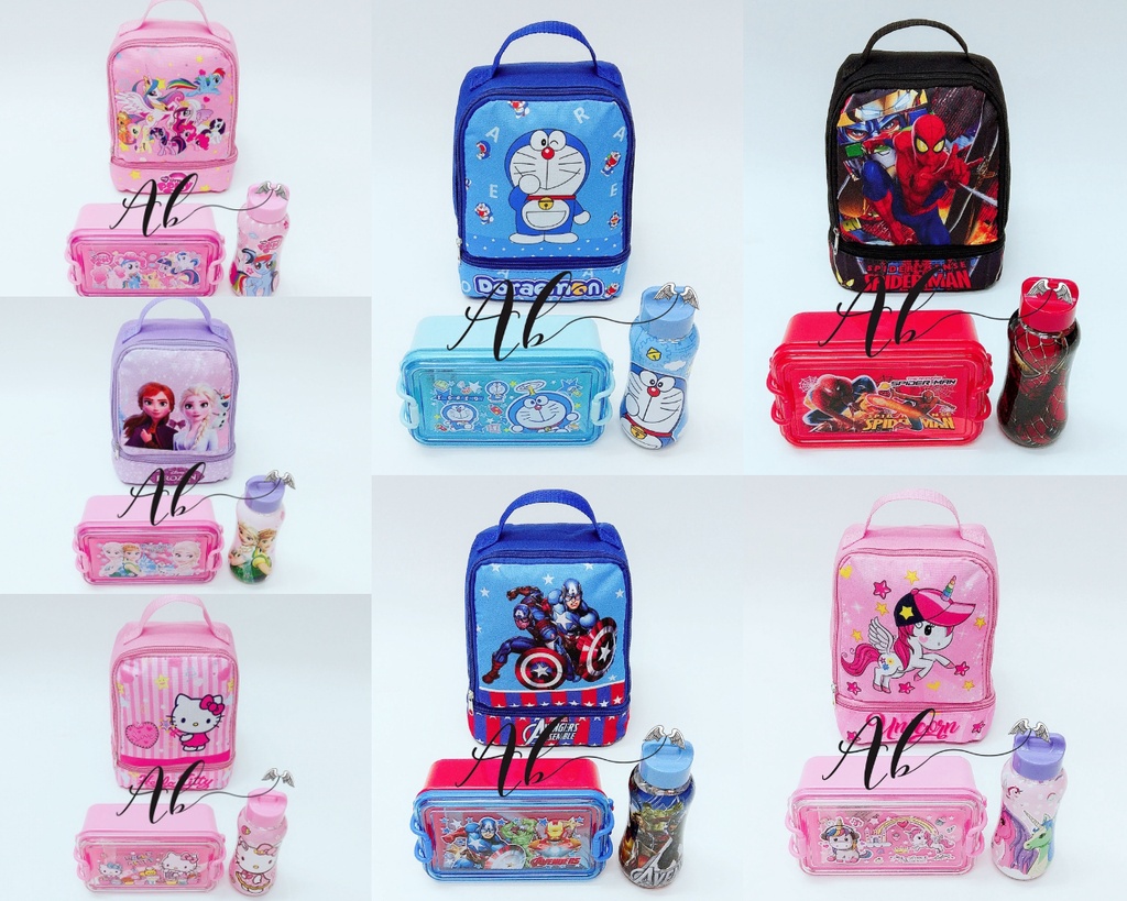 Angel Baby Kids Unicorn My Little Pony Spiderman Lunch Bag Lunch Box ...